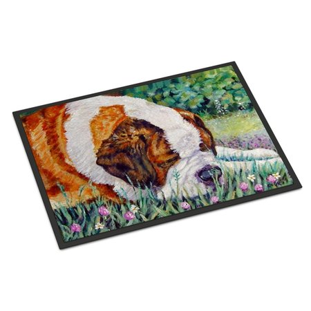 CAROLINES TREASURES 18 x 27 in. Saint Bernard Naptime Indoor or Outdoor Mat 7445MAT